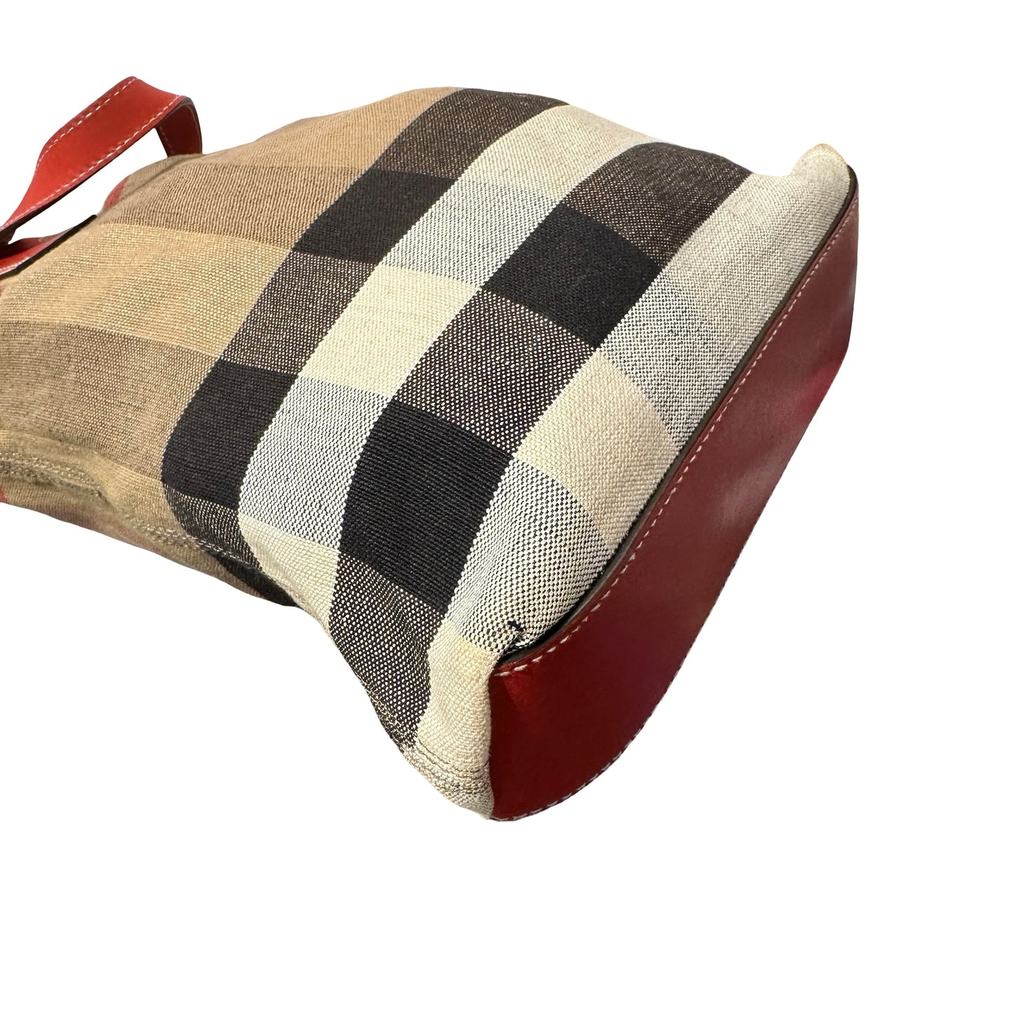 Used BURBERRY Tote Bag Beige Red