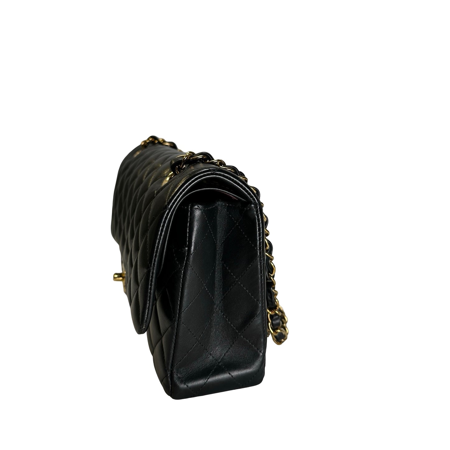 Used CHANEL Quilted Lambskin CF25 Shoulder Bag Black Gold