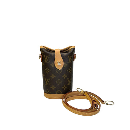 Used LOUIS VUITTON Monogram Coated Canvas Fold Me Pouch Fold Me Bag Brown Beige