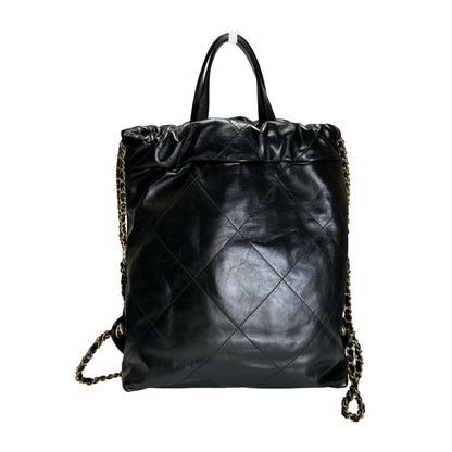 Used CHANEL Quilted Leather Chanel 22 Backpack Backpack Black