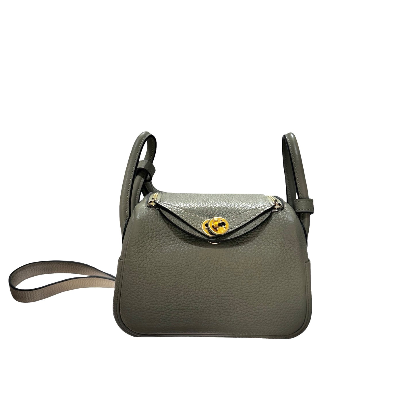 Used Hermès Mini Lindy Cross Body Bag Green GHW