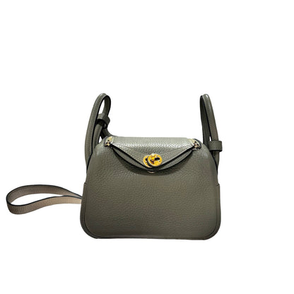 Used Hermès Mini Lindy Cross Body Bag Green GHW