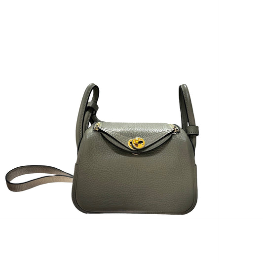 Used Hermès Mini Lindy Cross Body Bag Green GHW