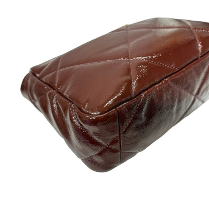 Used CHANEL Waxed Calfskin 19 Small Chain Shoulder Bag Brown GHW