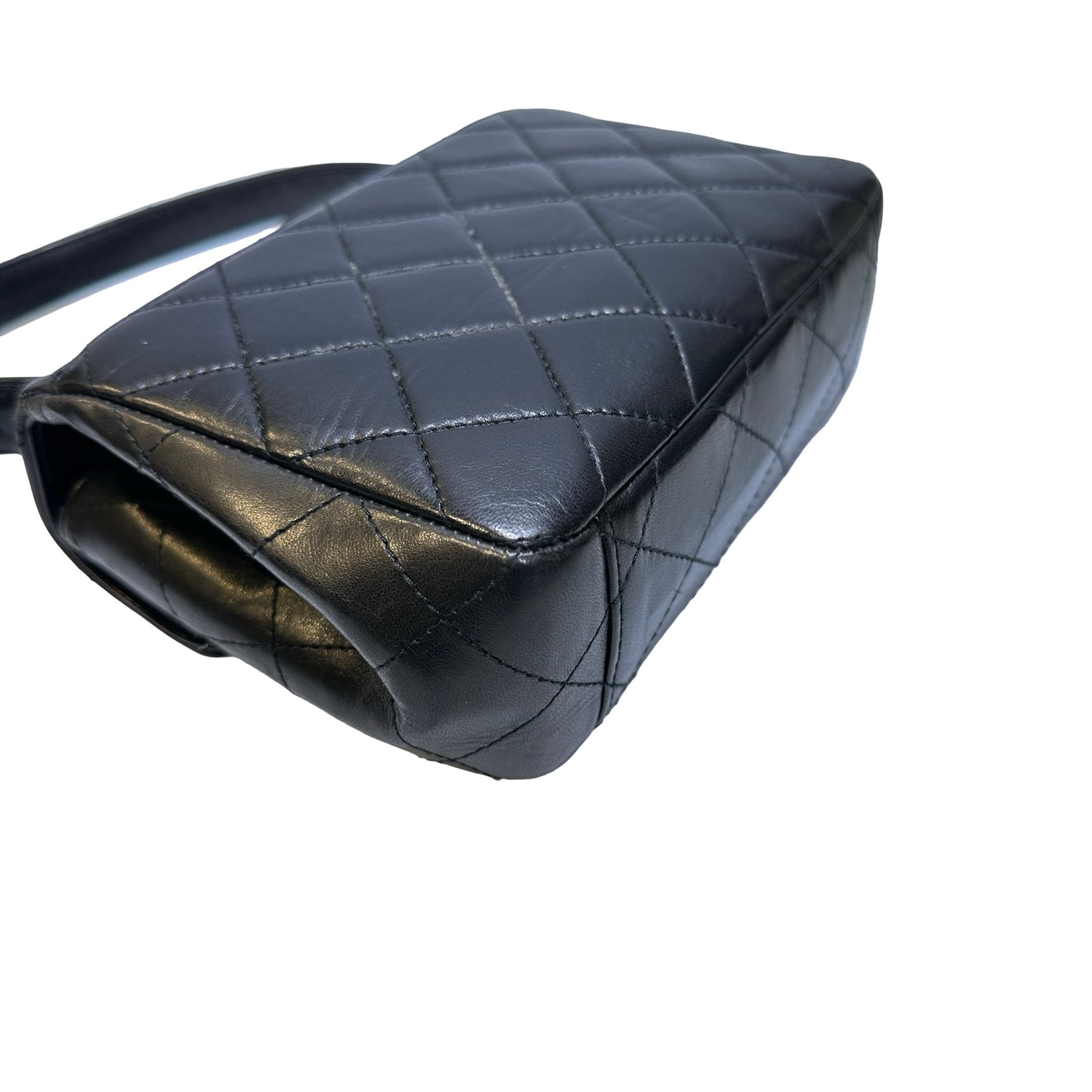 Used CHANEL Lambskin Leather Vintage Shoulder Shoulder Bag Black GHW