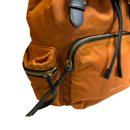 Used BURBERRY Nylon Leather Backpack Backpack Orange Black