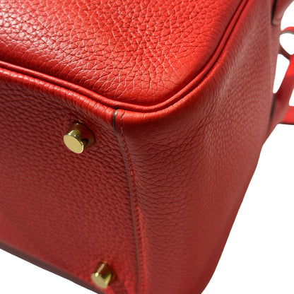 Used HERMÈS Clemence leather Lindy 26 Handbag Red GHW