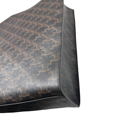 Used CELINE Calfskin Leather Triomphe Cabas Tote Brown