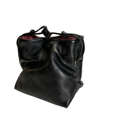 Brand New CHANEL Quilted Leather Gabrielle Hobo Bucket Bag Black Gold