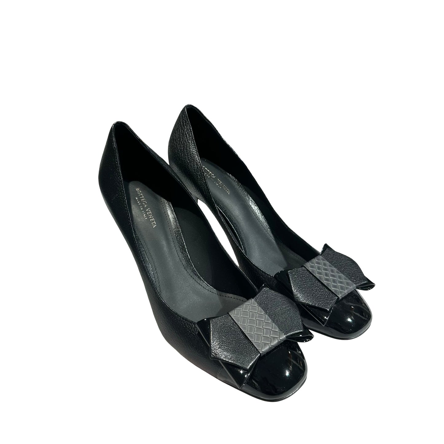 New BOTTEGA VENETA Lambskin Leather New Bottega Veneta Ribbon Heels Shoes Black Shoes Black