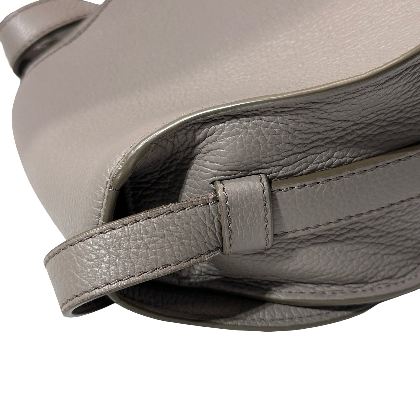 Used CHLOE Grained Calfskin Cross body bag Saddle Bag Grey