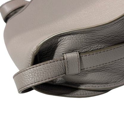 Used CHLOE Grained Calfskin Cross body bag Saddle Bag Grey
