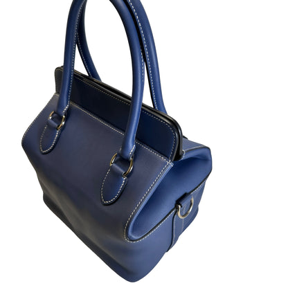 Used HERMES Leather Toolbox Handbag Blue