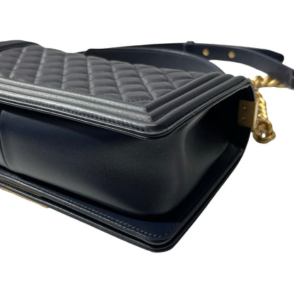 Used CHANEL Lambskin Leather Boy 25 Cross Body Bag