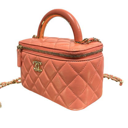 Used CHANEL Vanity Case Cross Body Bag Pink GHW