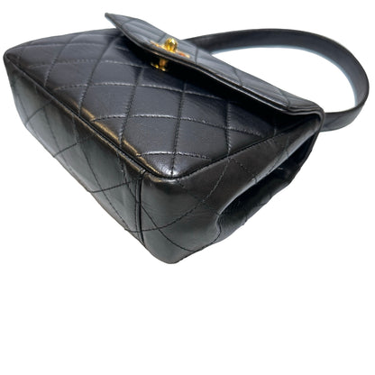 Used CHANEL Lambskin Leather Vintage Shoulder Shoulder Bag Black GHW