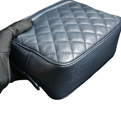 Used CHANEL Quilted Lambskin Camera Case Camera Bag Navy Gold