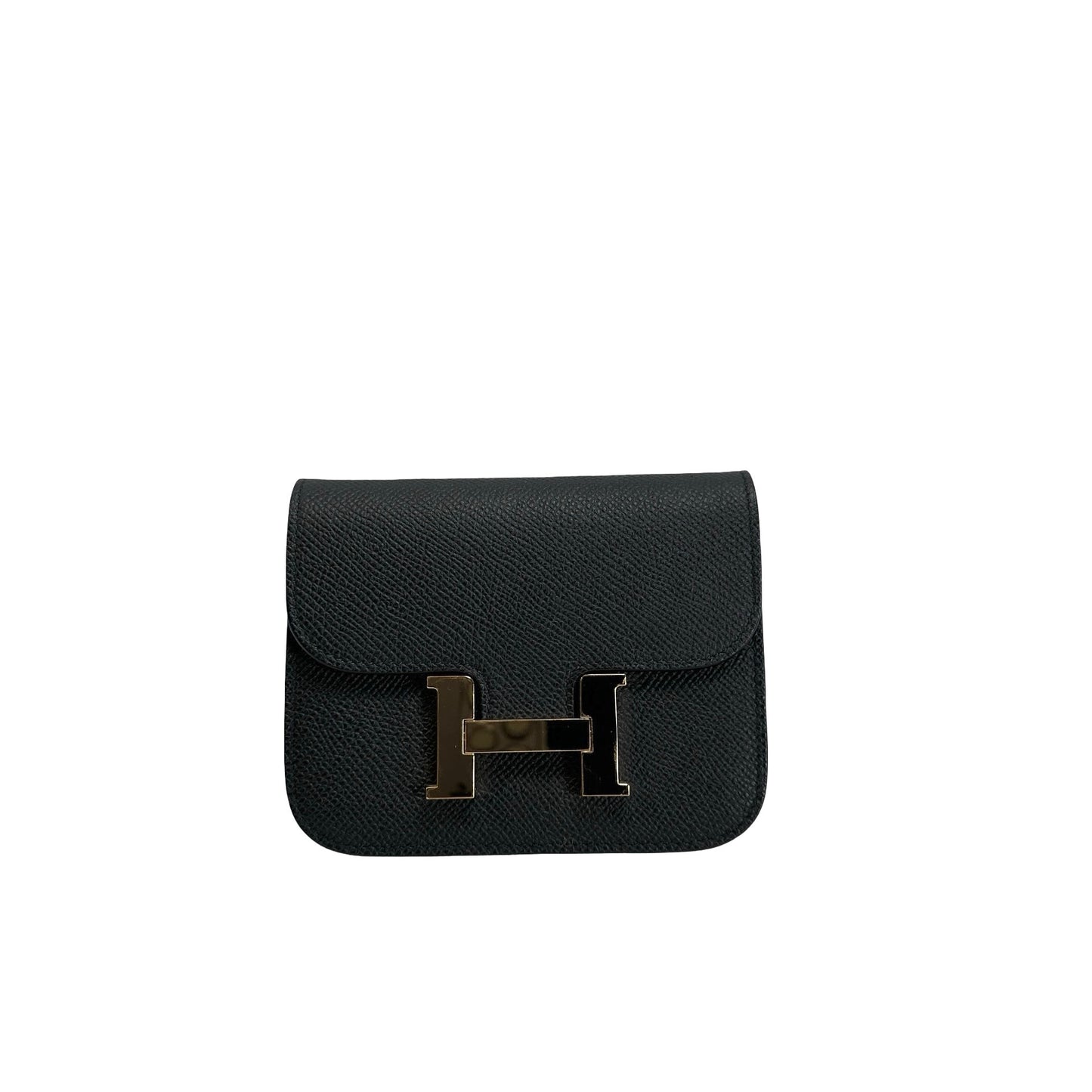 Used HERMES Epsom Constance Slim Wallet Black Gold
