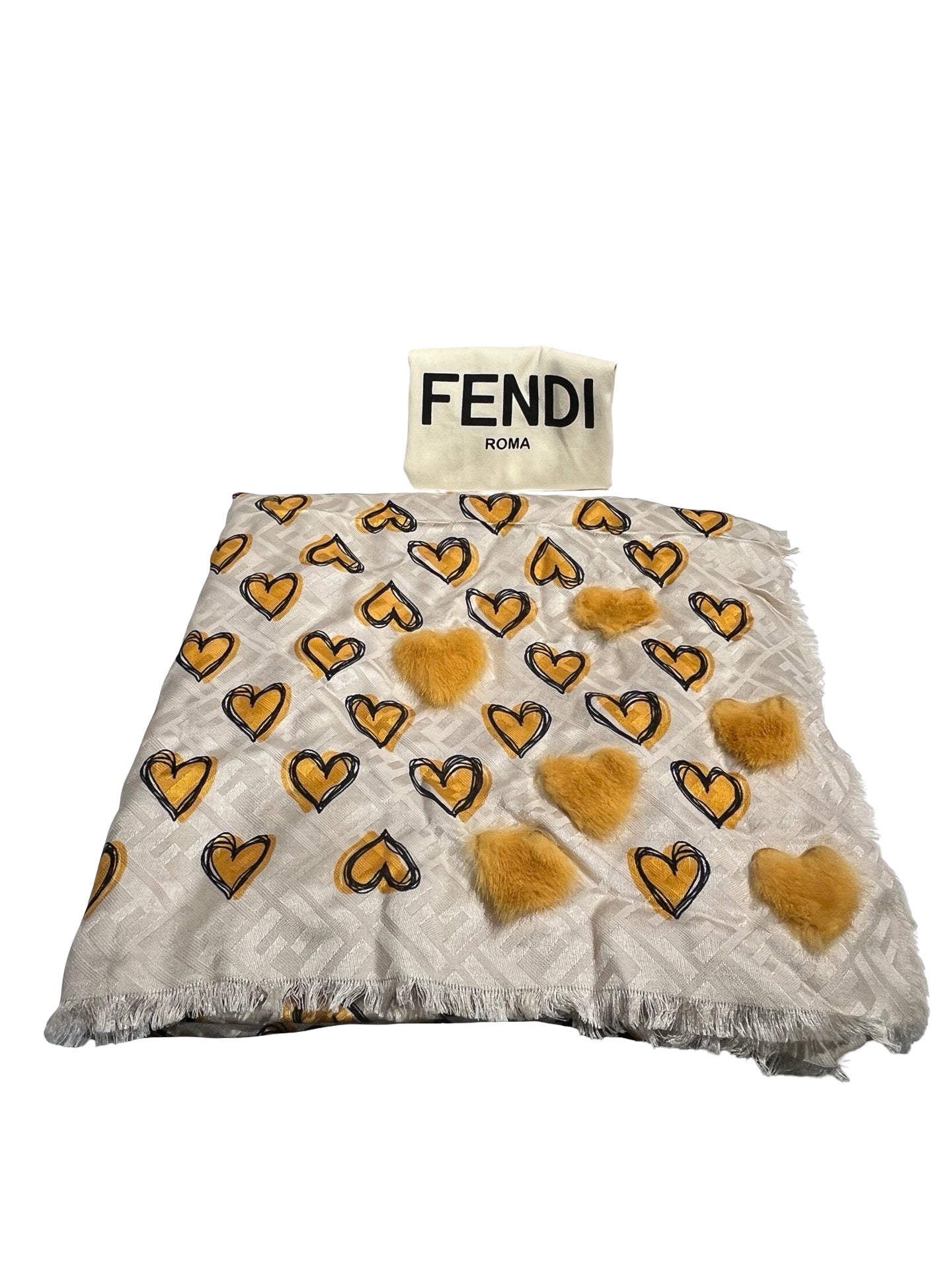Used FENDI Scarf Scarf Beige Yellow