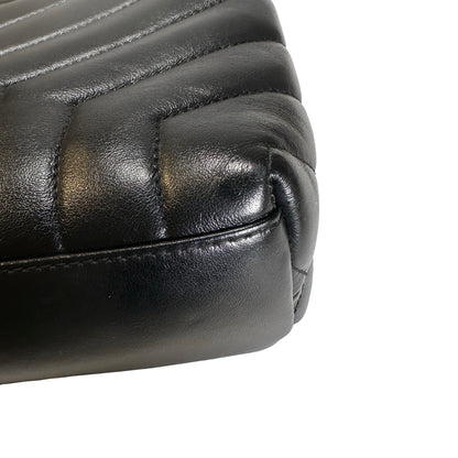 Used YVES SAINT LAURENT Lambskin Loulou Shoulder Bag Black GHW