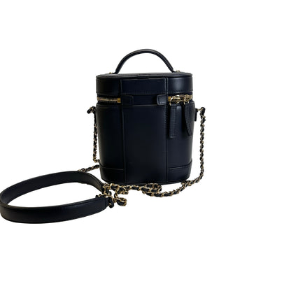 Used CHANEL Lambskin Vanity case Vanity case Navy GHW