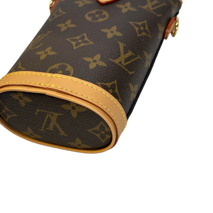 Used LOUIS VUITTON Monogram Coated Canvas Fold Me Pouch Fold Me Bag Brown Beige