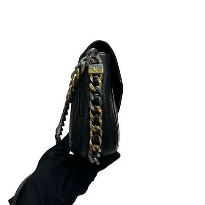 Used CHANEL Cross Body Bag Black GHW PHW