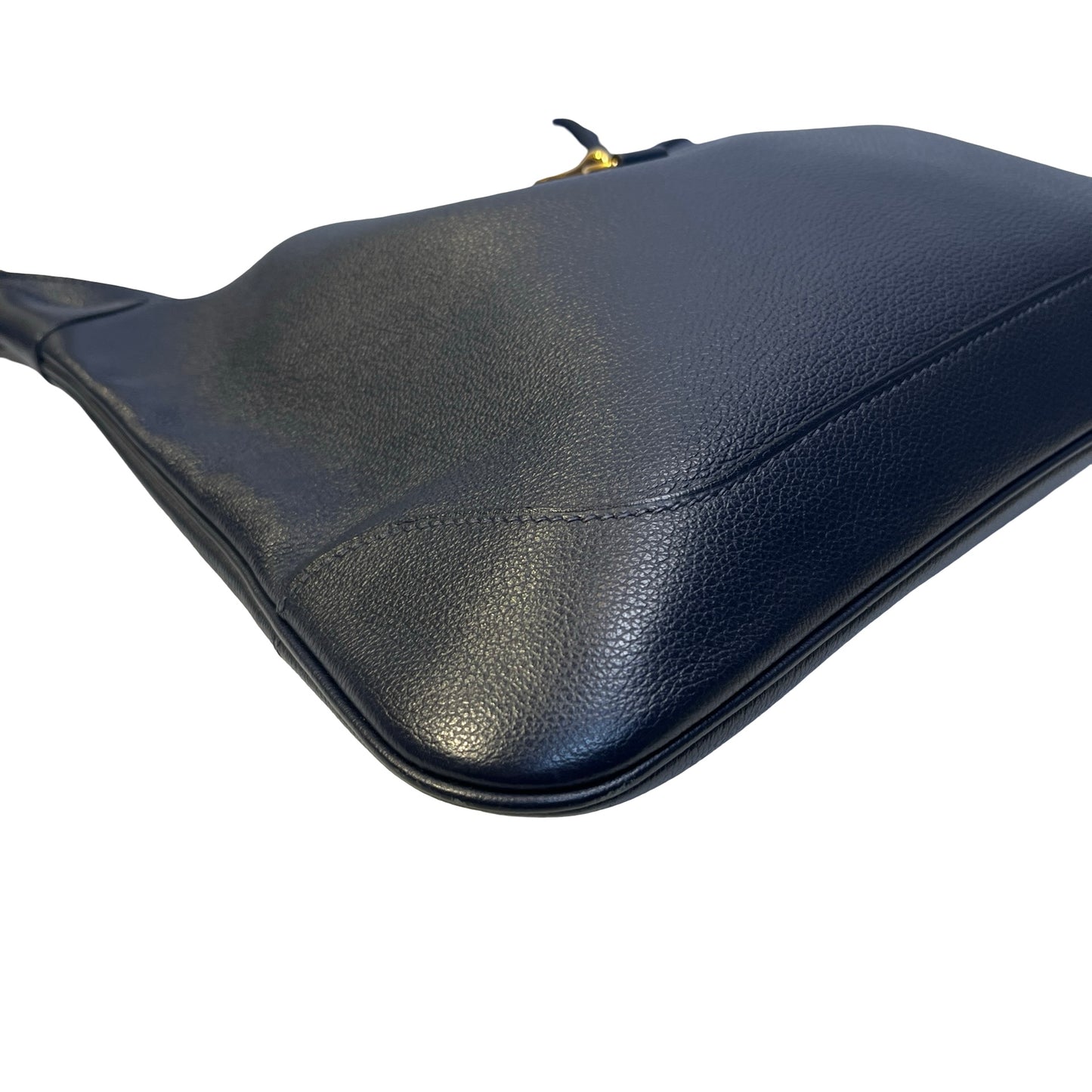 Used HERMES Leather Evelyne Shoulder Bag Navy