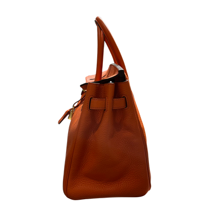 Used HERMES Togo Birkin Handbag Orange