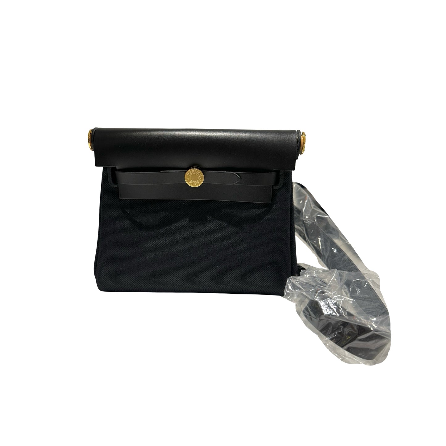 Brand New HERMES Toile Herbag Two Way Shoulder Bag Black Noir