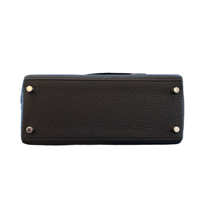 Used HERMES Togo Kelly 25 Handbag Black PHW