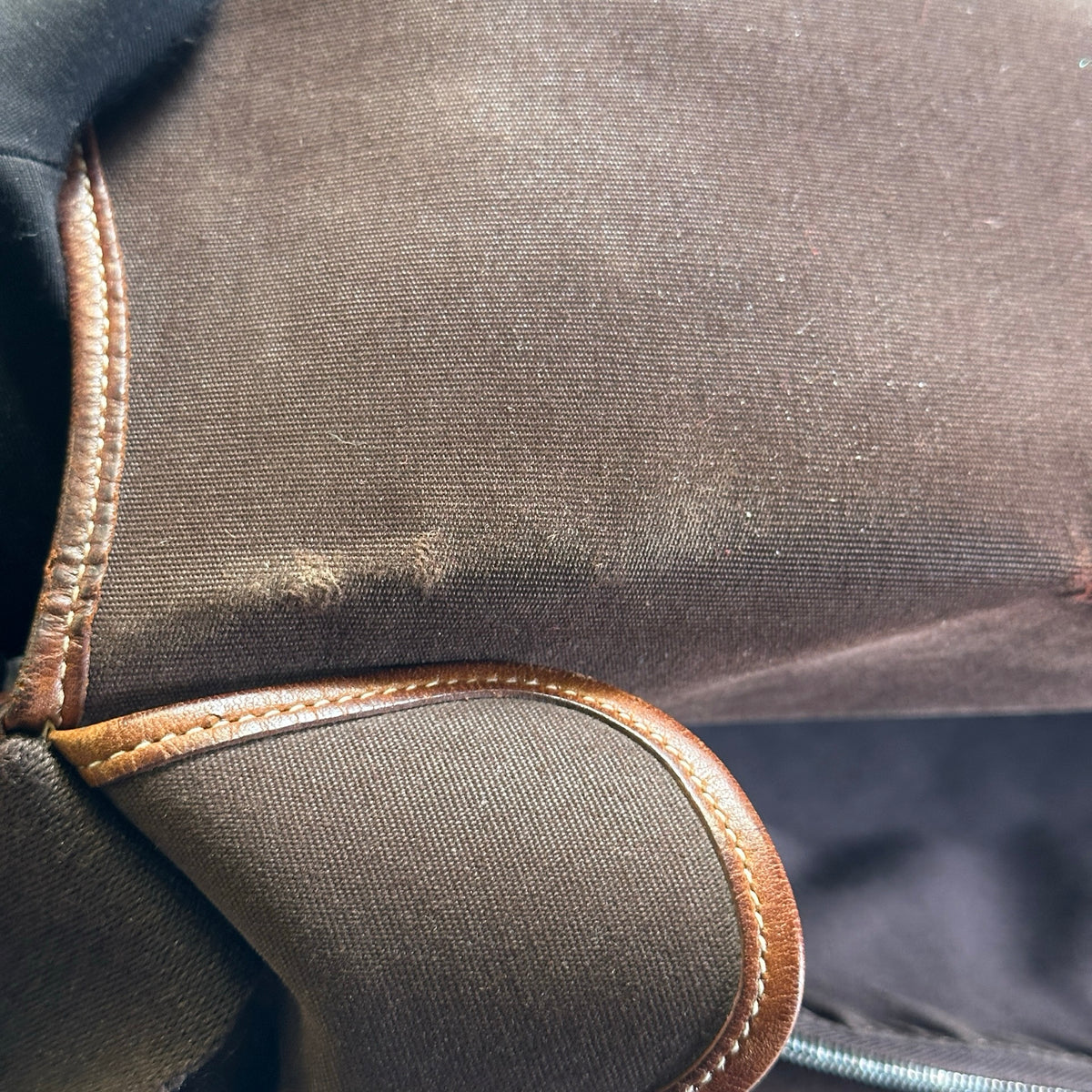 Used HERMES Canvas Leather Barda Shoulder Bag Brown