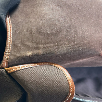 Used HERMES Canvas Leather Barda Shoulder Bag Brown