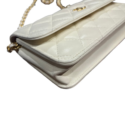 Chanel Mini WOC With Gold Ball White GHW