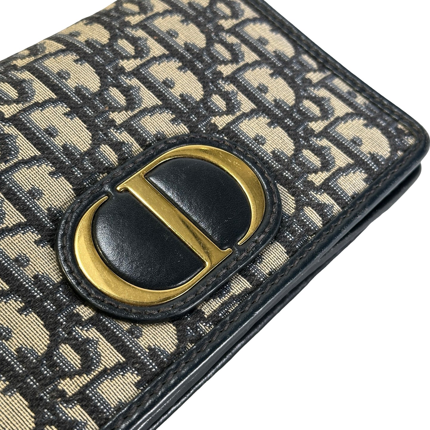 Used DIOR Dior Oblique Oblique Cross body bag Blue Beige Black GHW