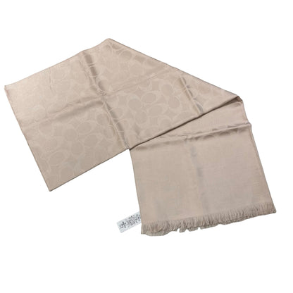 Used COACH Wool Silk Used Coach Wool Silk Rectangular Long Scarf Scarf Beige