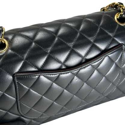 Used CHANEL Quilted Lambskin CF25 Shoulder Bag Black Gold
