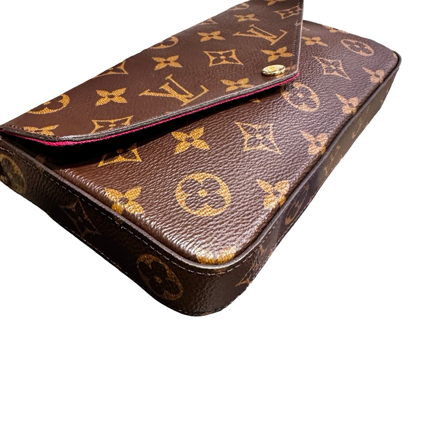 Used LOUIS VUITTON Monogram Pochette Felicie Cross Body Bag Brown Pink GHW