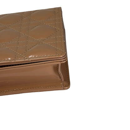 Used DIOR Cannage Patent Leather Cannage Long wallet Beige