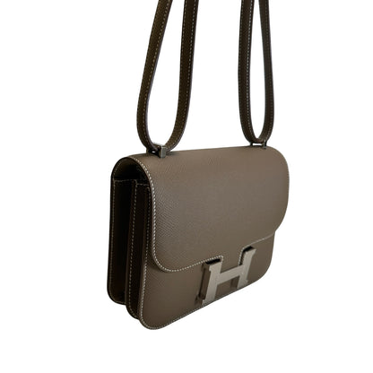 Brand New HERMES Epsom Mini Constance Shoulder Bag Etoupe PHW