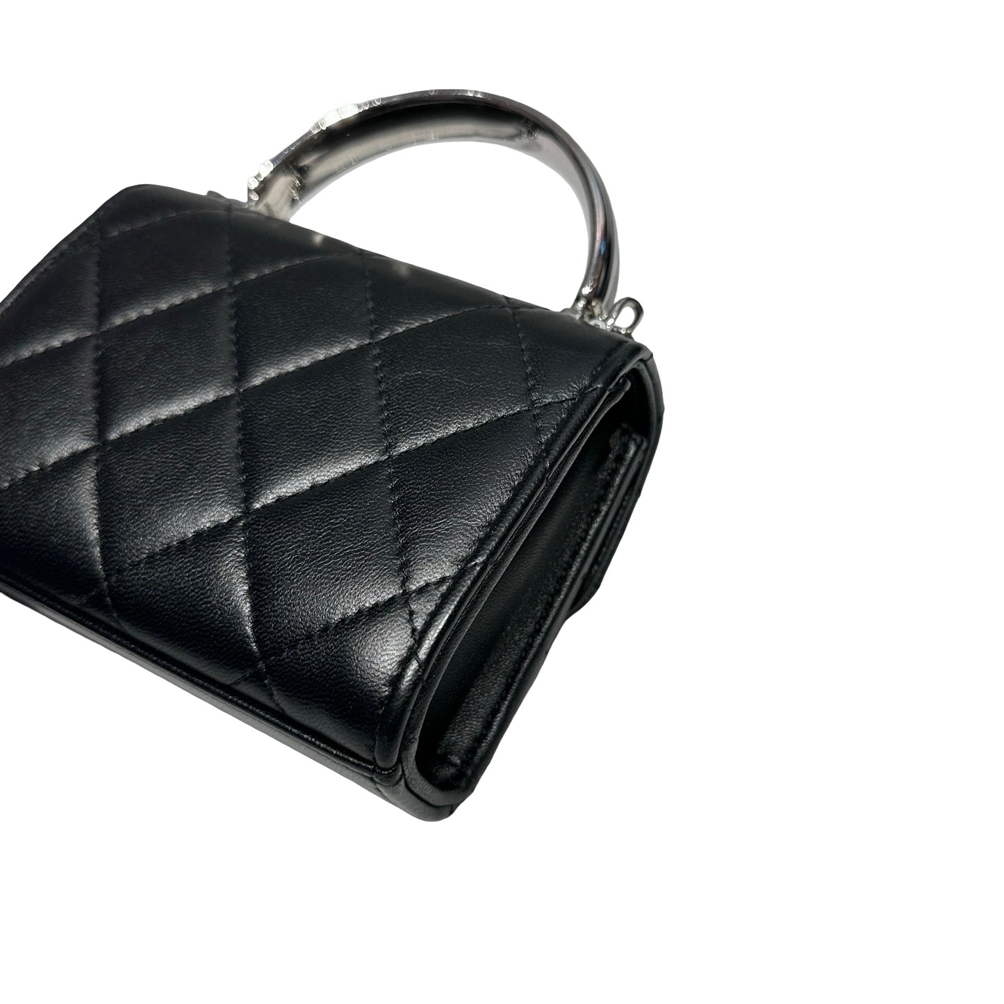 Used Chanel Mini with handle Chain Shoulder Bag Black PHW