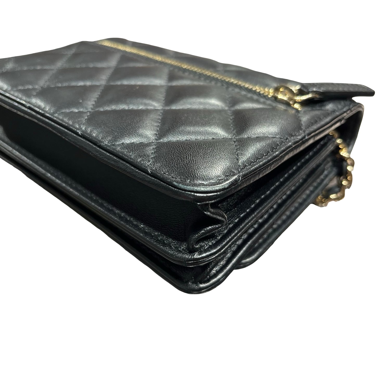 Used CHANEL Camellia WOC Wallet on Chain Black GHW