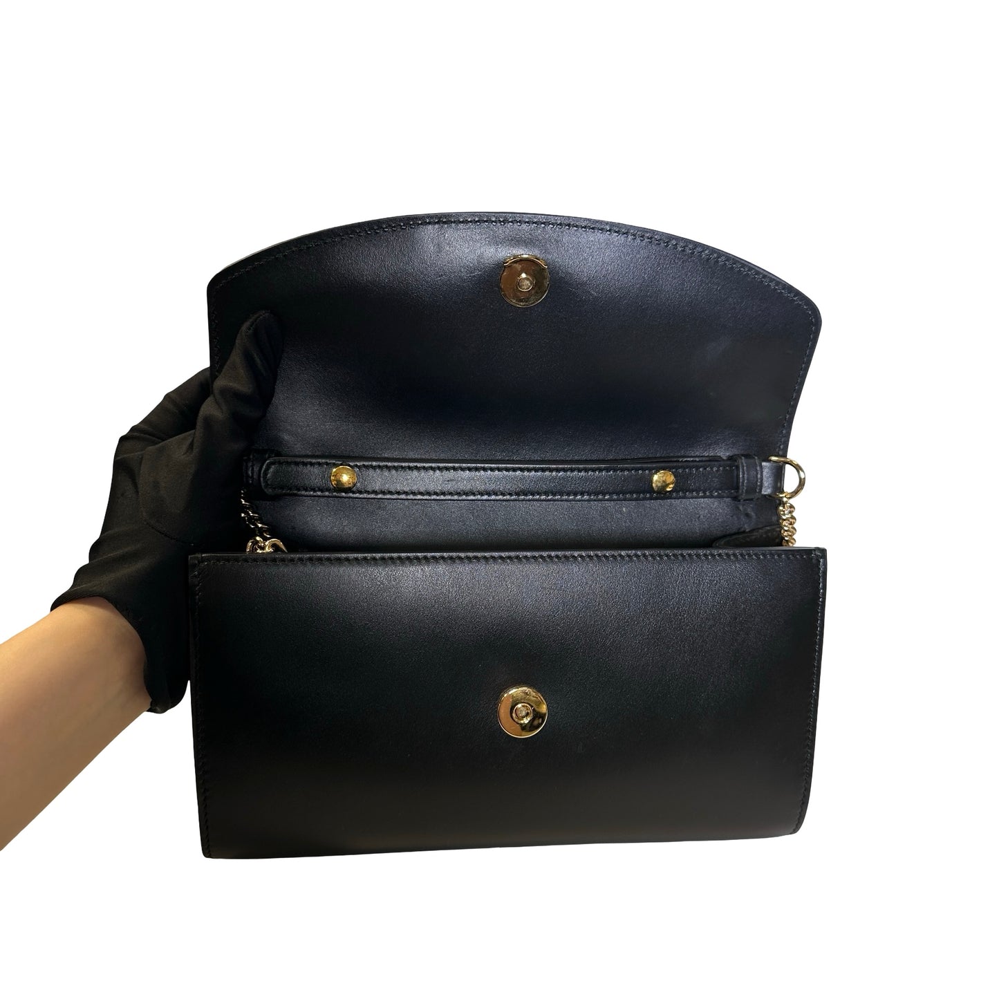 GUCCI Leather Zumi Shoulder Bag Black