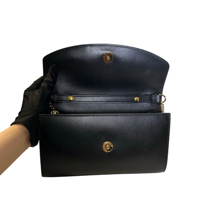 GUCCI Leather Zumi Shoulder Bag Black