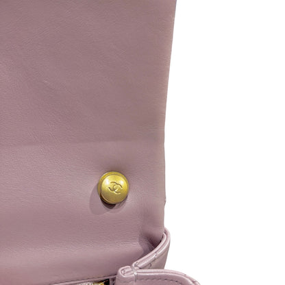 Used CHANEL Lambskin Cross Body Bag Pink GHW