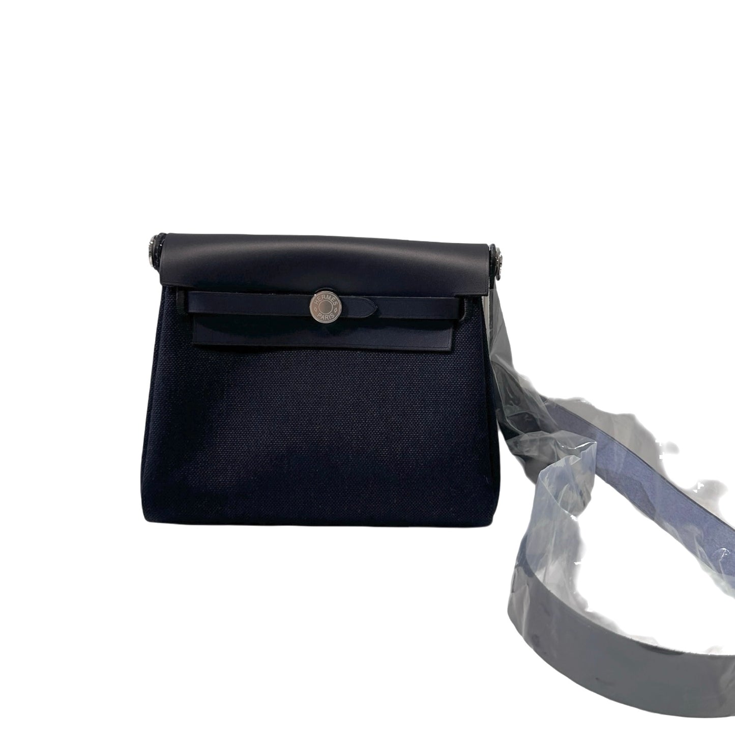 Used HERMÈS Canvas Mini Herbag Cross Body Bag Black PHW