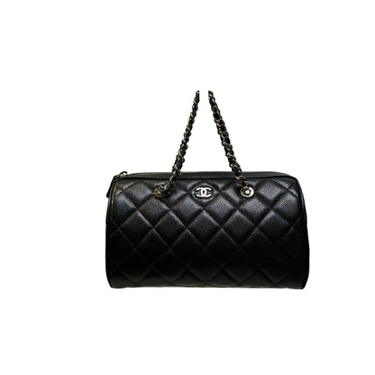 Used CHANEL Quilted Caviar leather Caviar Vanity Case Vanity case Black Gold