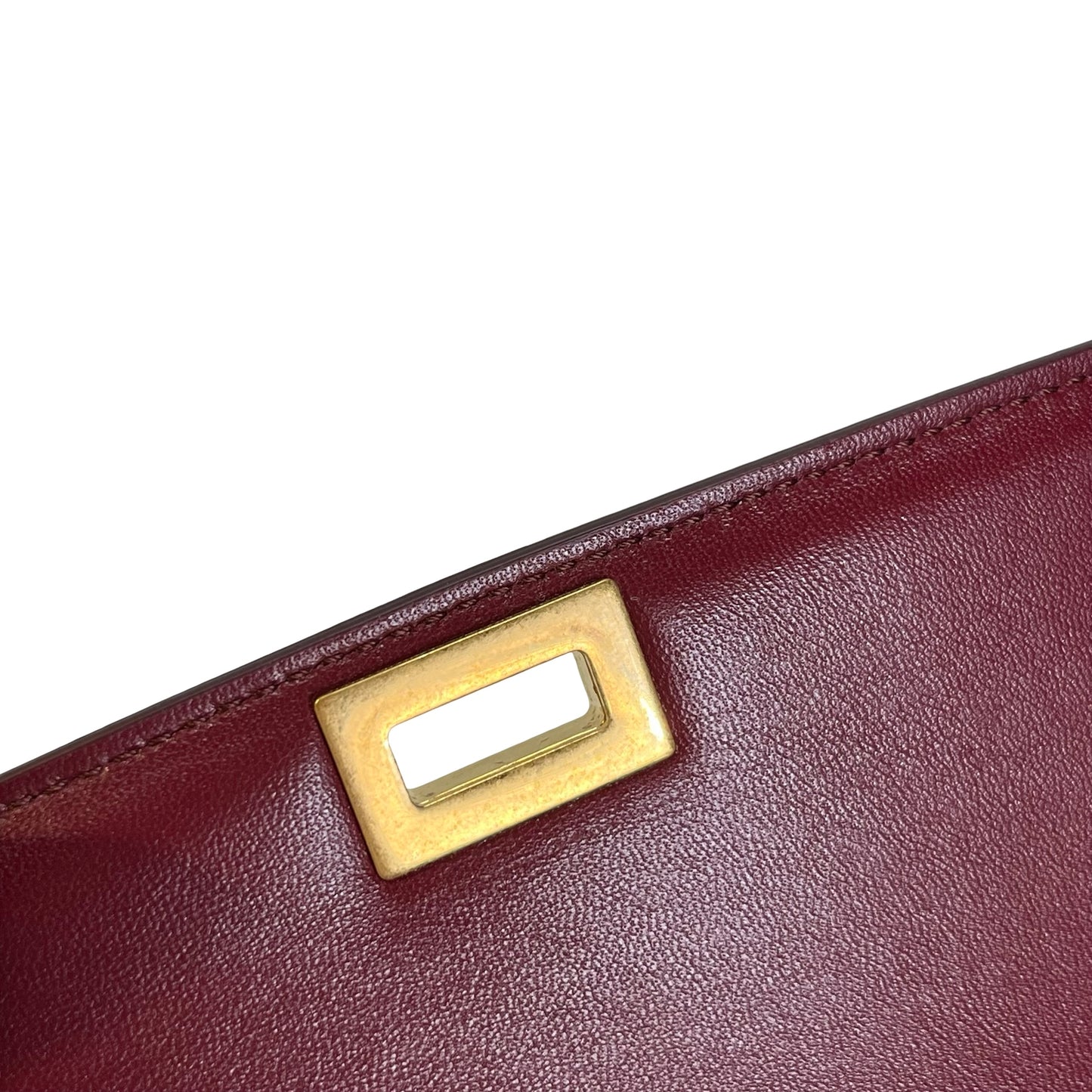 Used CELINE Solid Classic Box Bag Shoulder Bag Burgundy GHW