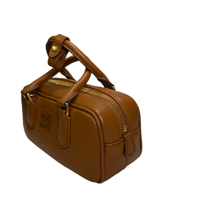 Used MIU MIU Leather Bowling Handbag Brown