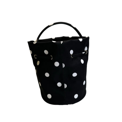 Used BALENCIAGA Polka Dot Wheel Drawstring Bucket Bag Bucket Bag Black White